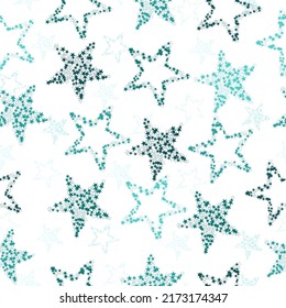 Cute kids stars vector seamless pattern in pink, grey, green, mint, yellow,  Design for fabric, wrapping paper, background, wallpaper. Vector.