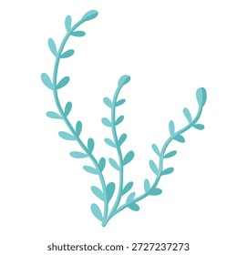 Cute crianças estilo conjunto de três folhas listradas de algas marinhas isoladas elemento subaquático vetor ilustração