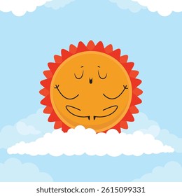 Cute kids' sun design, sun meditation on a clean background.
