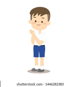 Cute Kids in Thai Students Uniform Vector