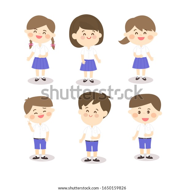 Cute Kids Thai Students Uniform Vector Stock Vector (Royalty Free ...