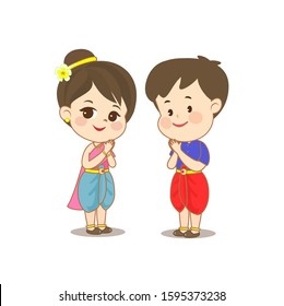 Cute Kids in Thai traditional dress vector
