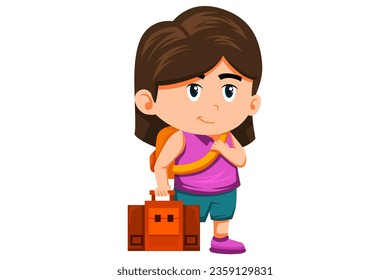 Cute Kids Traveler Character Illustration
