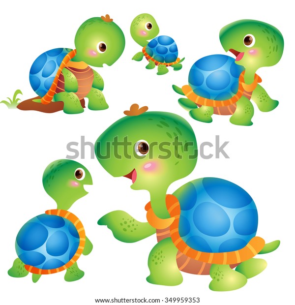 Cute Kids Turtle Cartoon Vector Stock Vector (Royalty Free) 349959353