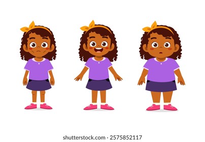 cute kids with various weight skinny fit fat vector
