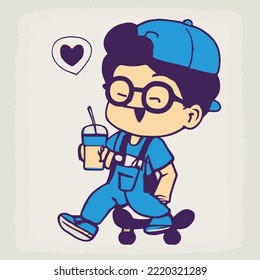 Cute kids vector illustration. vector cartoon style
