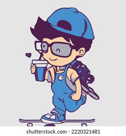 Cute kids vector illustration. vector cartoon style
