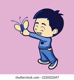 Cute kids vector illustration. vector cartoon style