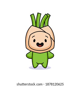 Cute kids with vegetable costume illustration