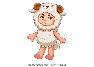 Cute Kids wearing Animal Costume Character Design Illustration