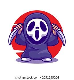 cute killer cartoon mascot illustration vector icon