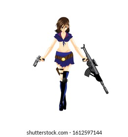 Cute Killer vector illustration  anime manga style