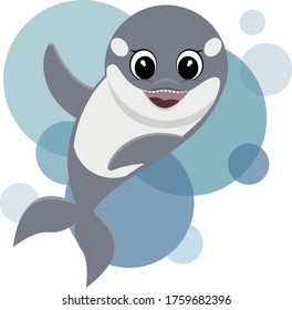 cute killer whale with blue circles on the background