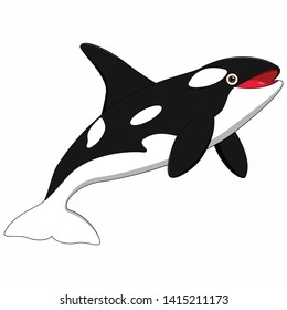 Cute killer whale cartoon on white background