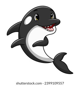 Caricatura de ballena asesino en blanco