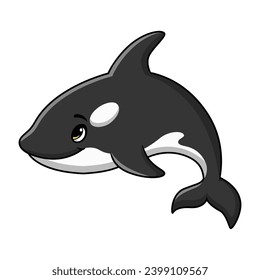 Caricatura de ballena asesino en blanco