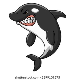 Caricatura de ballena asesino en blanco