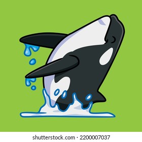 cute killer whale happy to jumping. isolated cartoon animal illustration. Flat Style Sticker Icon Design Premium Logo vector. Mascot Character