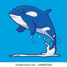 Cute Killer Whale Jump. Isolated Cartoon Animal Illustration. Flat Style Sticker Icon Design Premium Logo Vector. Mascot Character