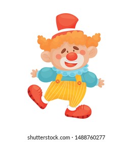 Cute kind cartoon clown. Vector illustration on a white background.