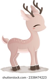 Cute and kind Cartoon Deer Character Illustration