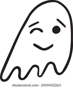cute kind ghost winks. cartoon, coloring, drawing