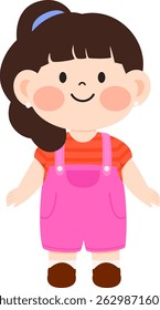 Cute Kindergarten Girl Standing Illustration