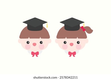 Cute kindergarten graduation kids character