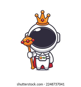 Cute king astronaut cartoon vector illustration