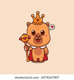 Cute king capybara cartoon vector illustration. Vector cartoon Illustration suitable for poster, brochure, web, mascot, sticker, logo and icon.