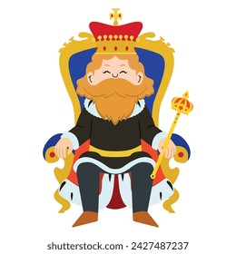 Cute king character with crown Vector illustration