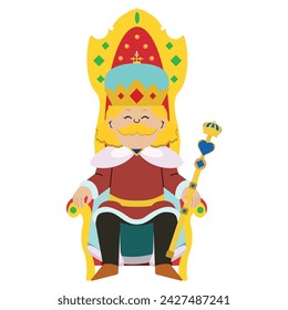 Carácter lindo del rey con ilustración vectorial de la corona