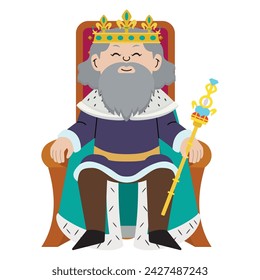 Cute king character with crown Vector illustration