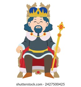 Carácter lindo del rey con ilustración vectorial de la corona