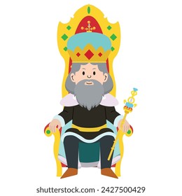 Cute king character with crown Vector illustration