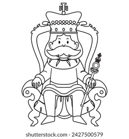 Cute king character with crown Vector illustration