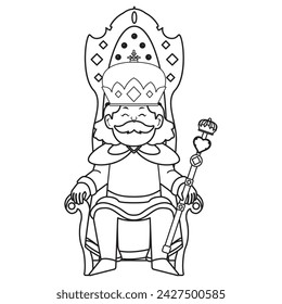 Cute king character with crown Vector illustration