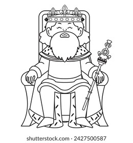 Cute king character with crown Vector illustration