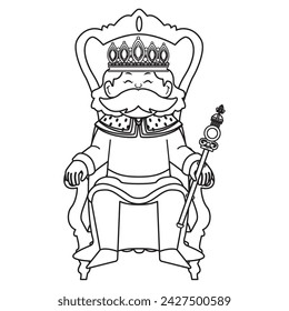 Cute king character with crown Vector illustration