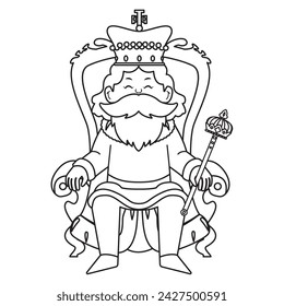 Cute king character with crown Vector illustration