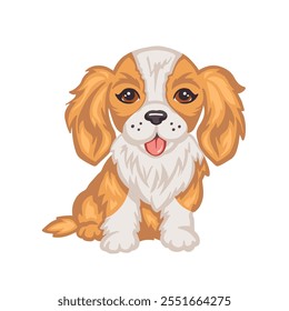 cute king charles spaniel dog vector illustration