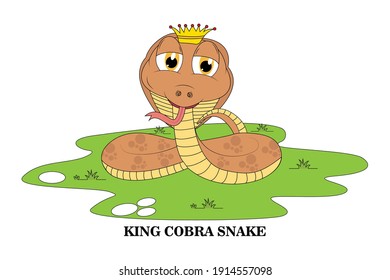 cute king cobra animal cartoon