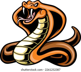 Cute king cobra snake on white background