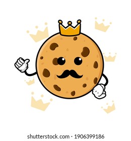 cute king cookies cartoon mascot character funny expression showing thumb up
