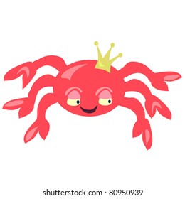Cute King Crab. A cute little smiling crab cartoon.