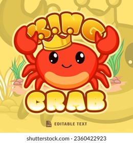 Cute King Crab Logo Cartoon