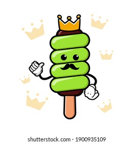 cute king ice cream cartoon mascot character funny expression showing thumb up
