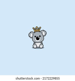 Cute king koala cartoon, vector illustration
