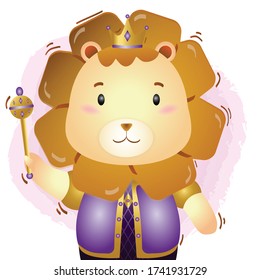 Cute king lion. vector illustration