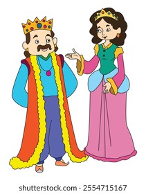 Cute King and Queen cartoon vector illustration